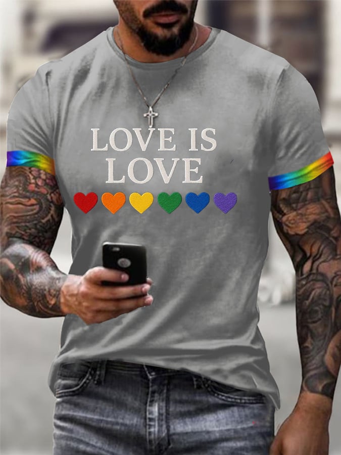 Men's Love Is Love Print Crew Neck T-Shirt
