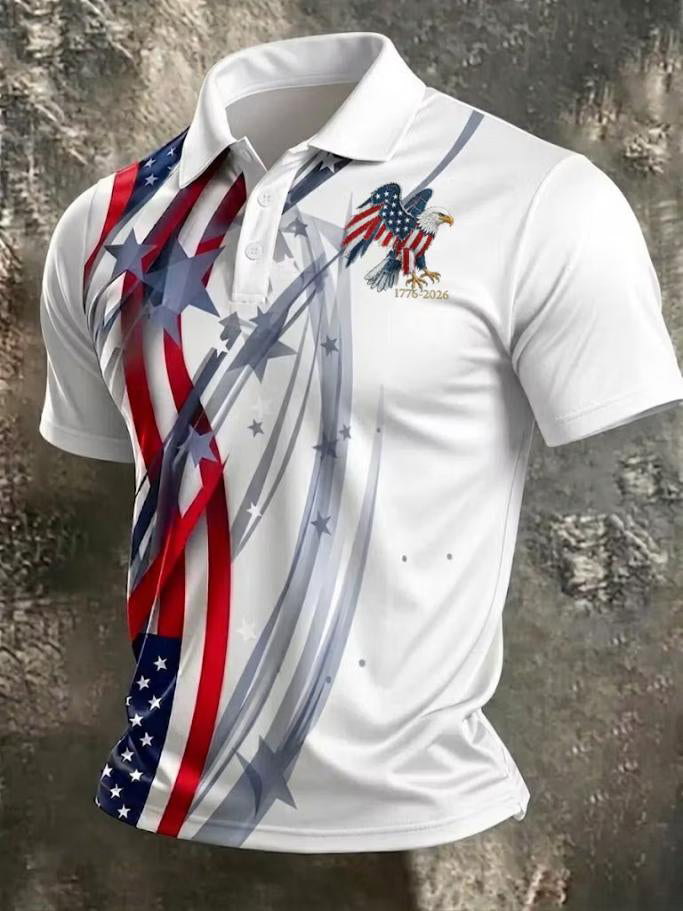 Men's 1776 American Flag Eagle Stars And Stripes Art Print Polo Shirt