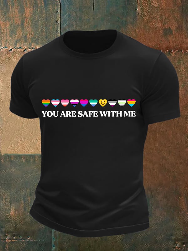 Men's YOU ARE SAFE WITH ME Print T-Shirt