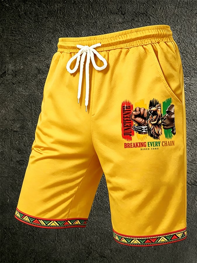 Men's Juneteenth Breaking Every Chain Print Shorts