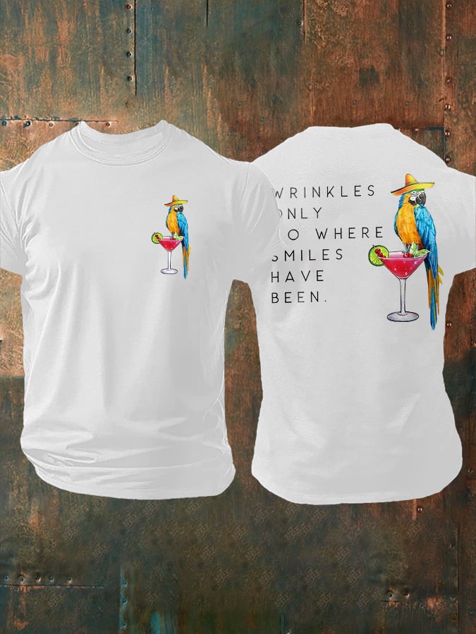 Retro Wrinkles Only Go Where Smiles Have Been Print T-Shirt