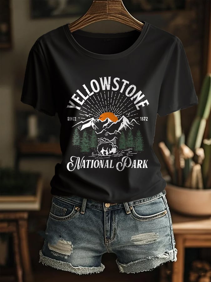 Women's National Park Print Casual T-Shirt