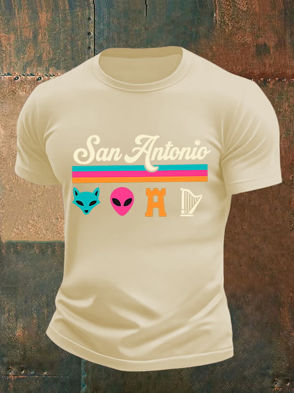 Men's San Print Round Neck T-shirt