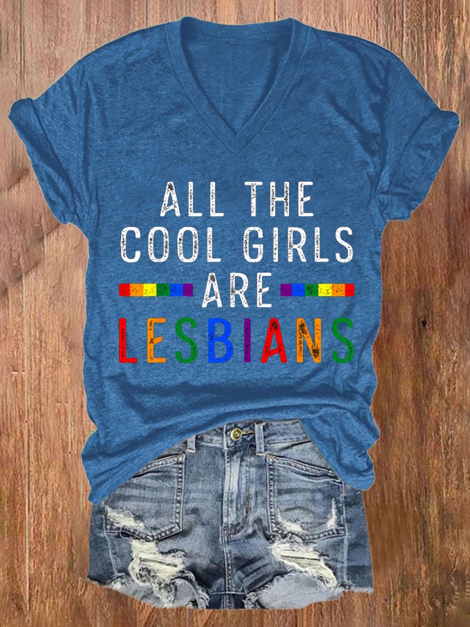 Women's Pride Month Printed V Neck Short Sleeve T-Shirt