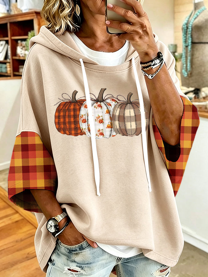 Women'S Vintage Pumpkin Print Hoodie