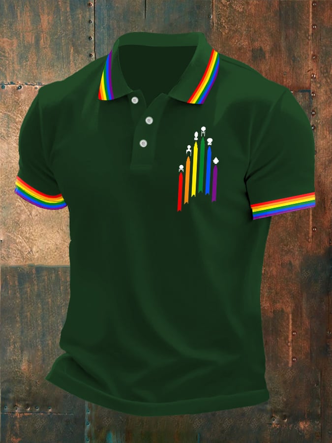 Men's Gay Pride Print  Polo Shirt