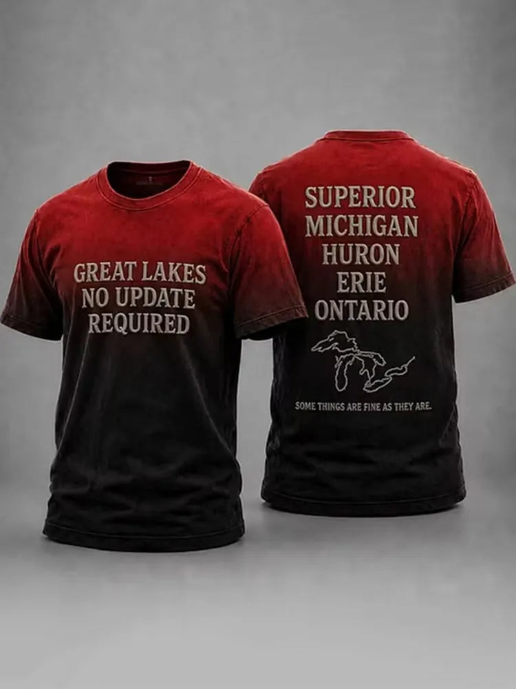 Men's Lake Ontario Gradient Color Print Short-sleeve T-shirt