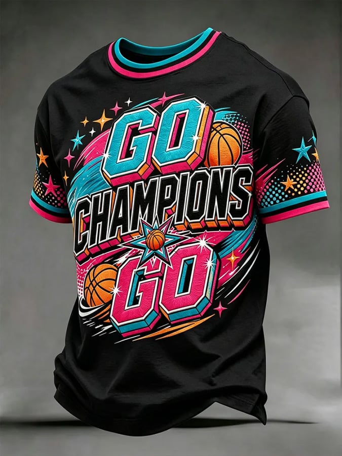Men's Casual Basketball-Print T-Shirt