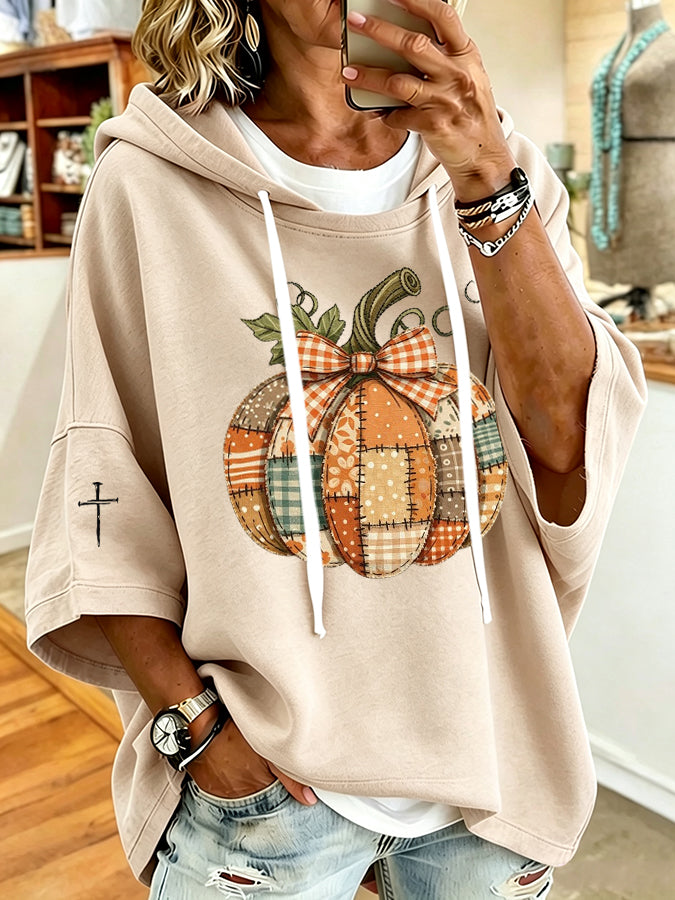 Women'S Vintage Pumpkin Print Hoodie