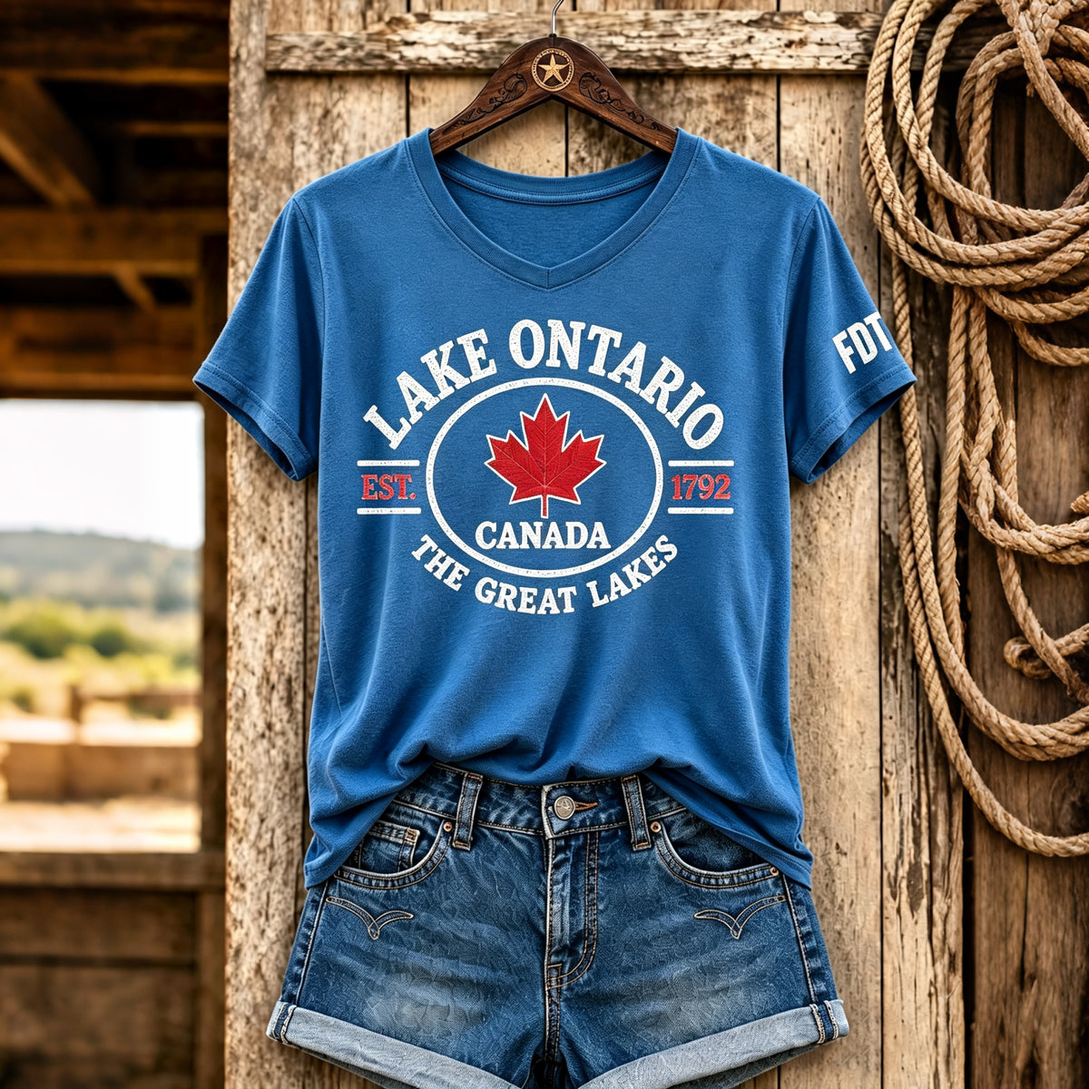 Women's Lake Ontario Canada The Great Lakes V-neck Tee