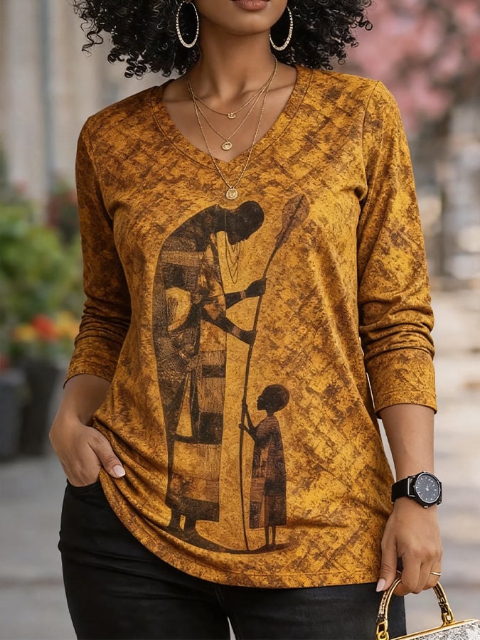 Women's African Pride Print Comfortable Long-Sleeve T-Shirt