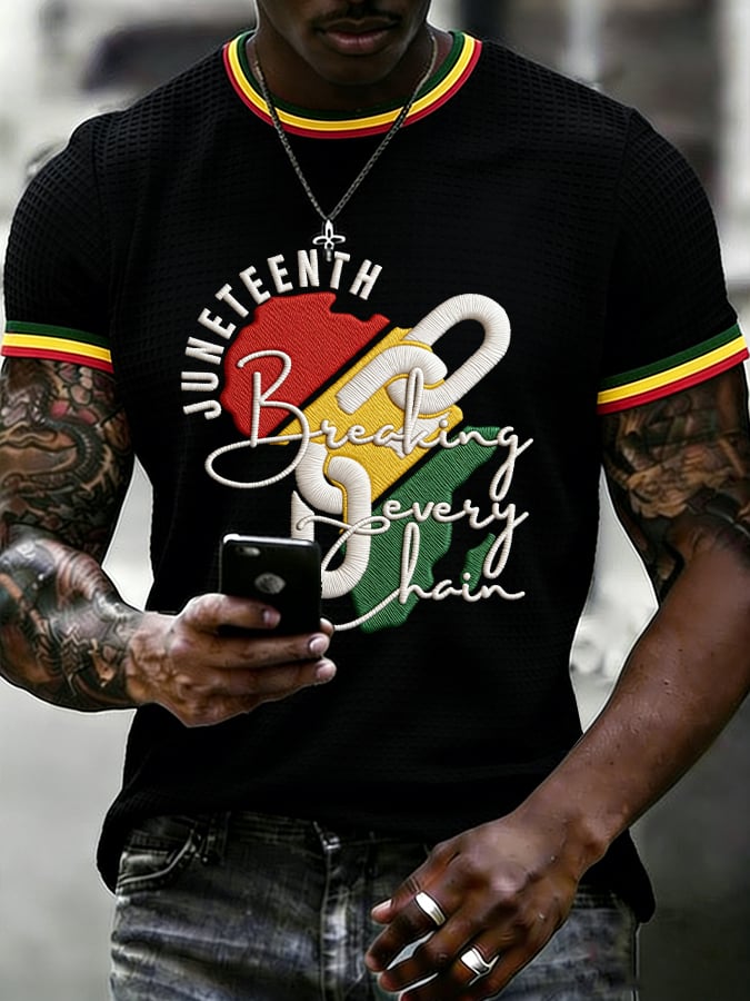 Men's Juneteenth Breaking Every Chain Printed Casual T-shirt