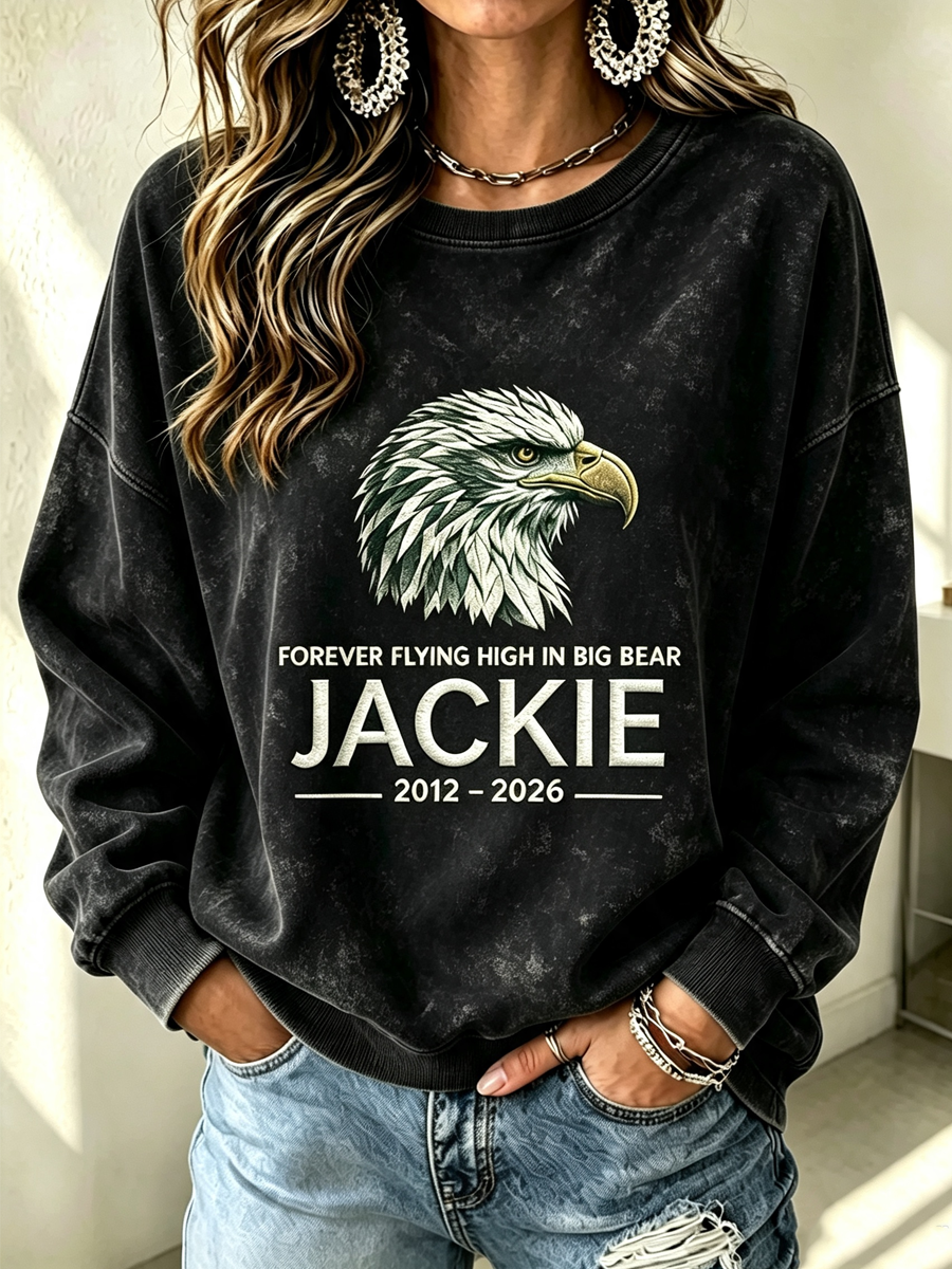 Women'S Retro Eagle Print Round Neck Sports Shirt