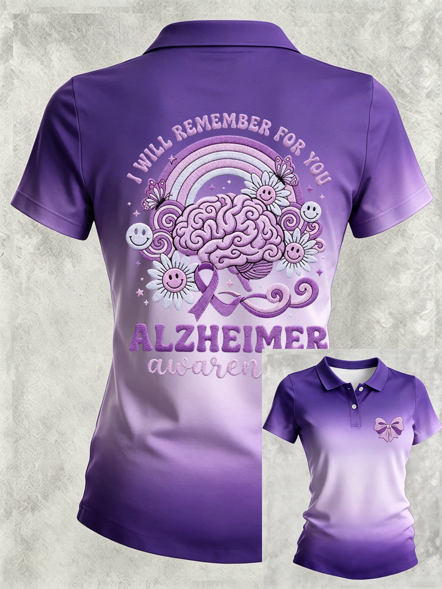Women's Alzheimer's Awareness Print Polo Shirt