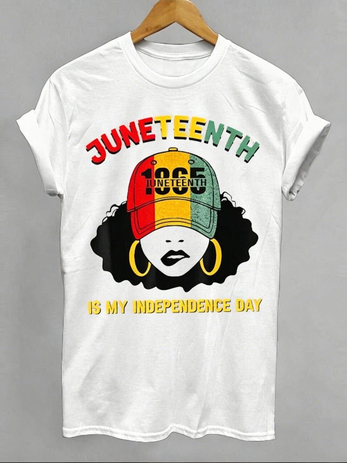 Women's Juneteenth Is My Independence Day Afro Print Cotton Casual T-Shirt