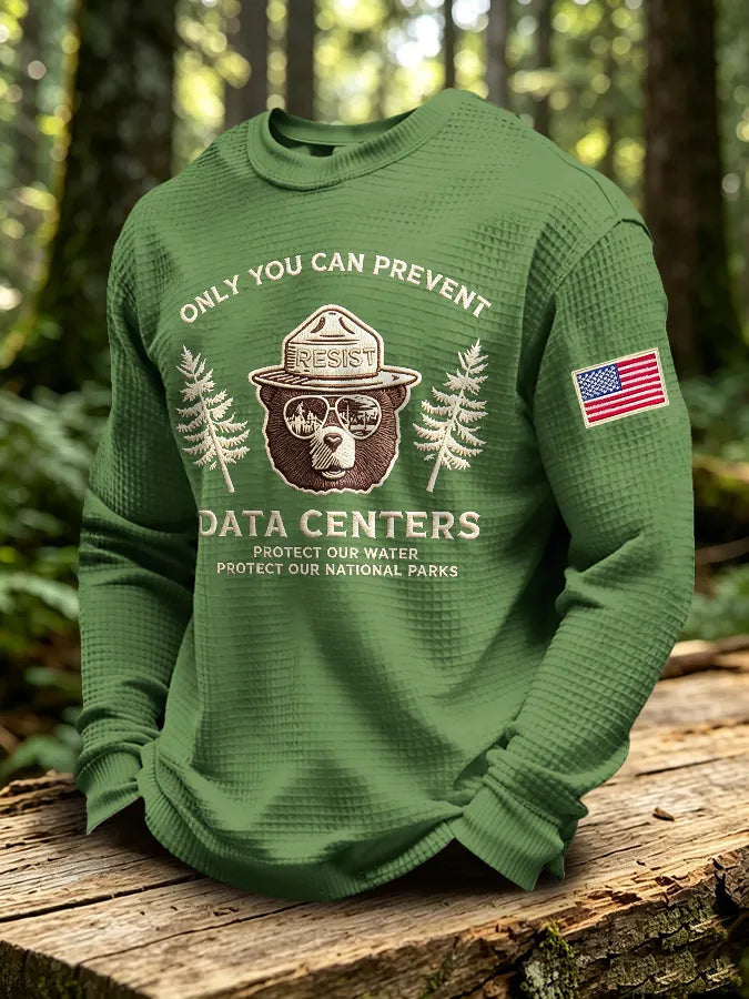 Men's Retro Only You Can Prevent Data Centers. Protect Our Water. Protect Our National Parks Print Sweatshirt