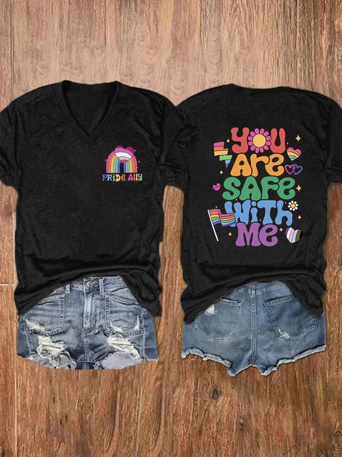 Women's You Are Safe With Me Print T-shirt