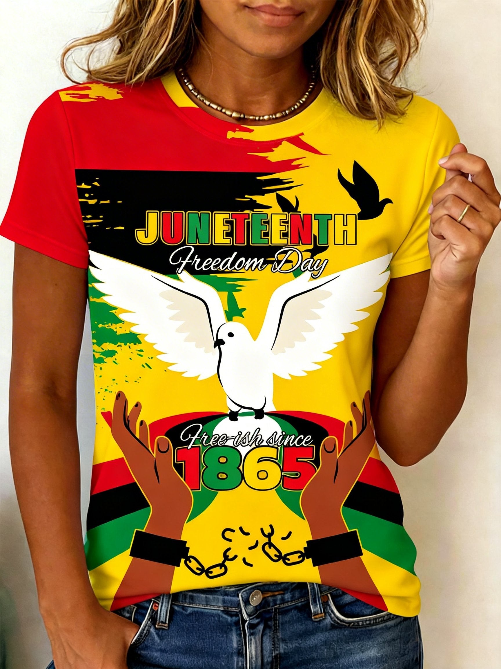Retro African American Juneteenth 1865 Black Freedom Print T-Shirt