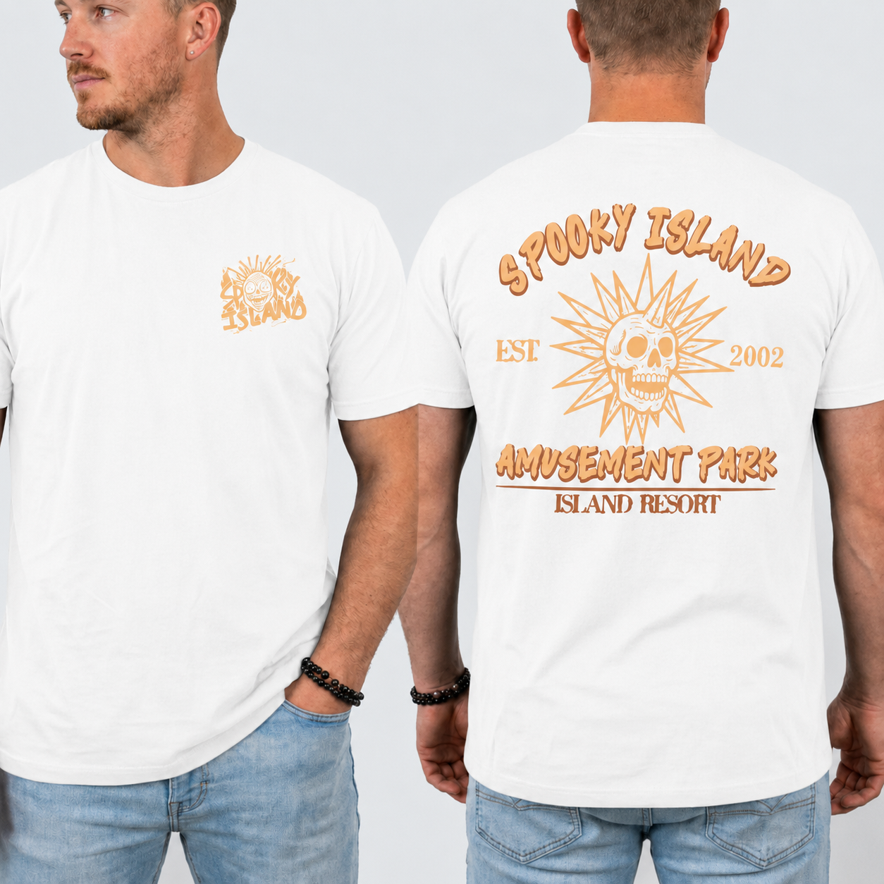 Unisex Spooky Island Washed T-Shirt, Retro Halloween Movie Shirt