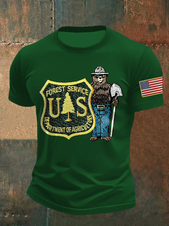 Men's Retro Save The Forest Service Print T-Shirt