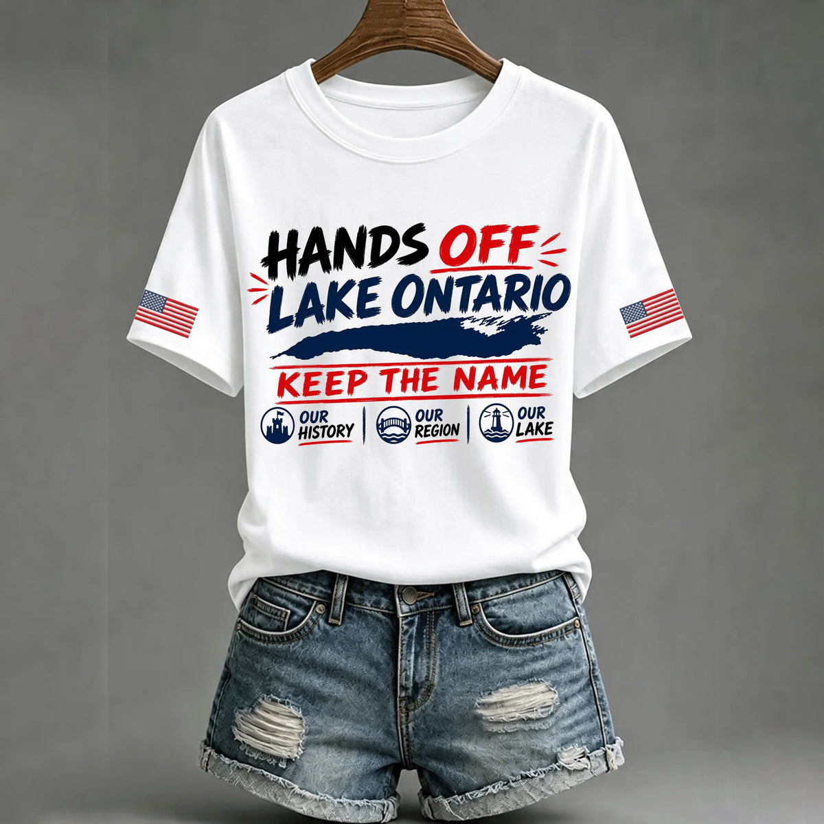 Women's Hands Off Lake Ontario Print Crew Neck Short Sleeve T-shirt