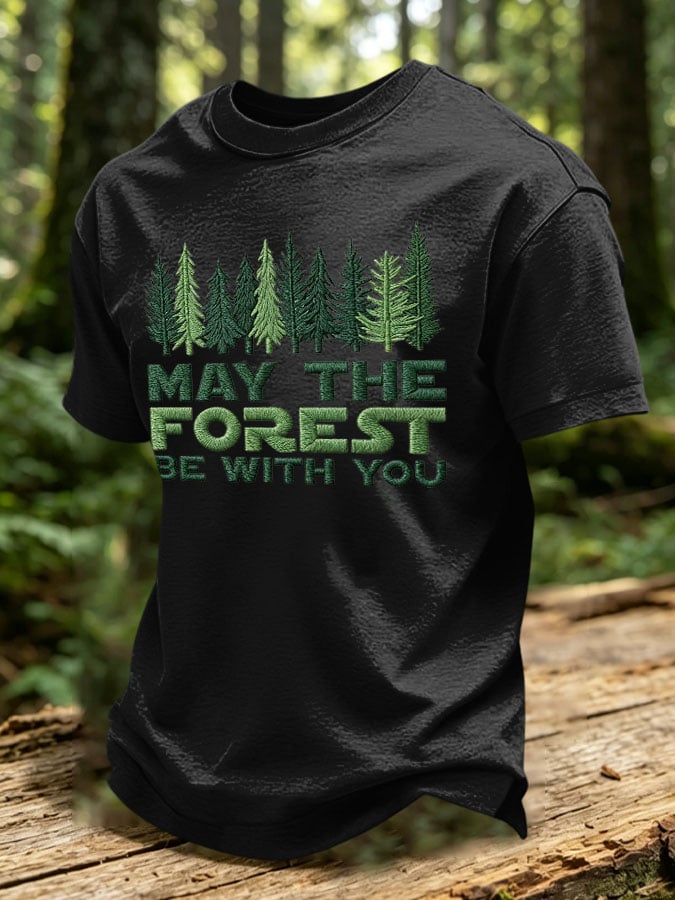 Men's May The Forest Be With You Printed Casual T-Shirt