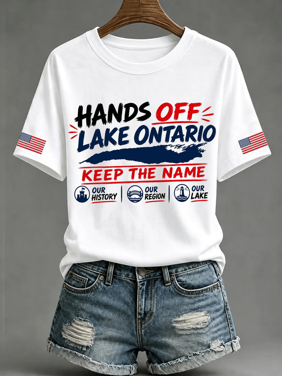 Women's Hands Off Lake Ontario Print Crew Neck Short Sleeve T-shirt
