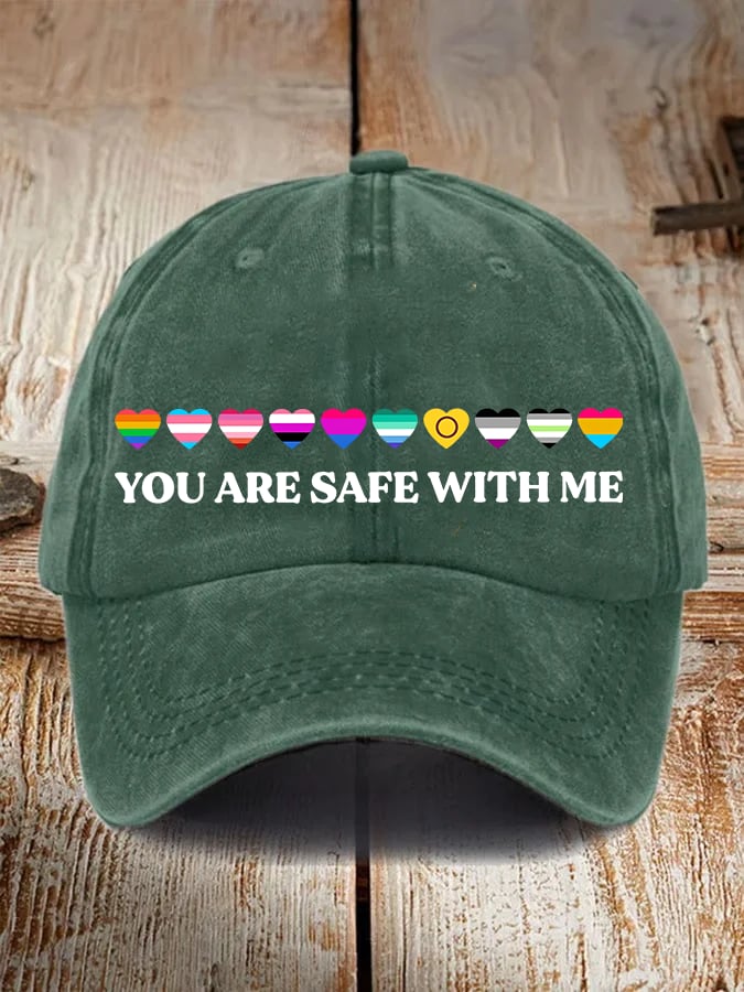 Unisex  YOU ARE SAFE WITH ME Print  Cap