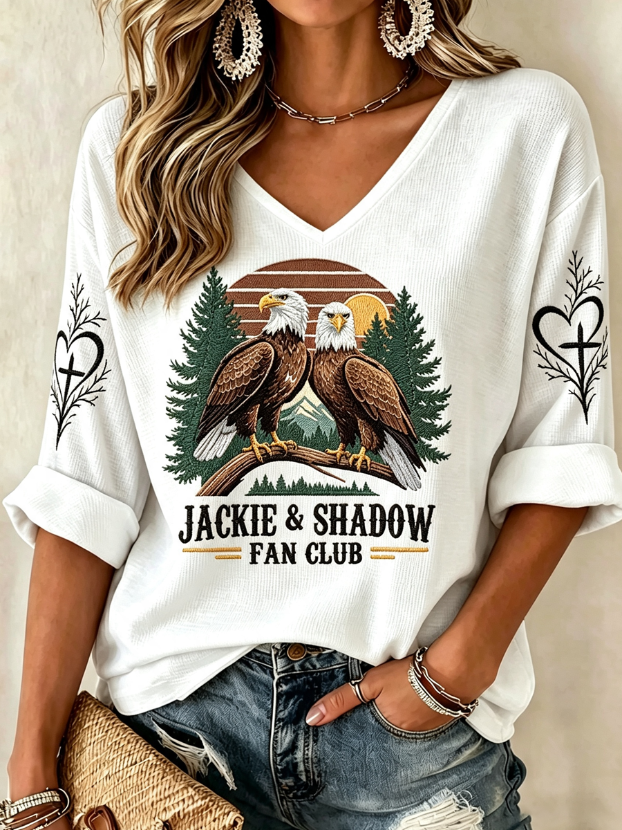 Women'S V-Neck Retro Forever Free Jackie Printed T-Shirt