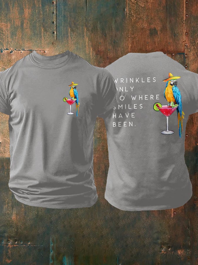 Retro Wrinkles Only Go Where Smiles Have Been Print T-Shirt