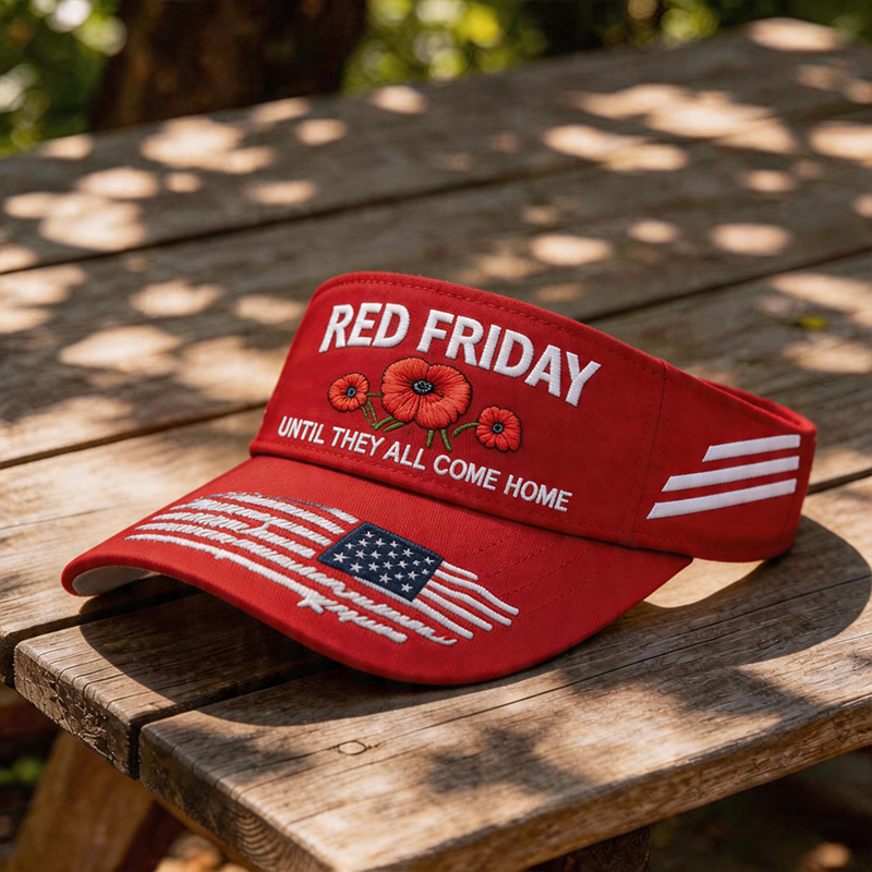 USA "Red Friday" Poppy Commemorative Art Print Casual Tennis Cap