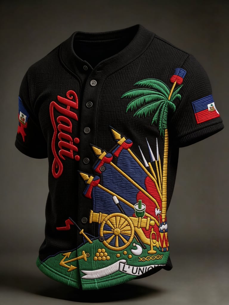 Men's Haiti Football Print Casual Top