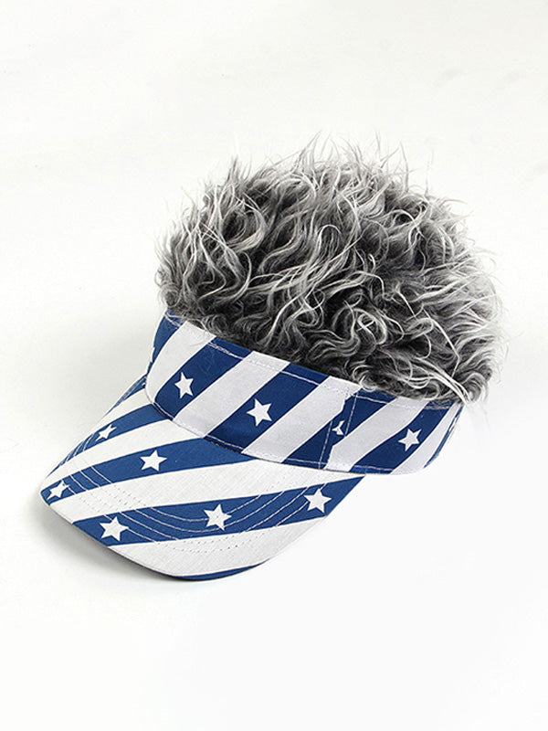 Independence Day Stars And Stripes American Flag Print Fur Wigs Baseball Cap