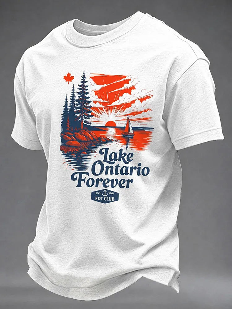 Men's Lake Ontario Casual Art Printed T-shirt