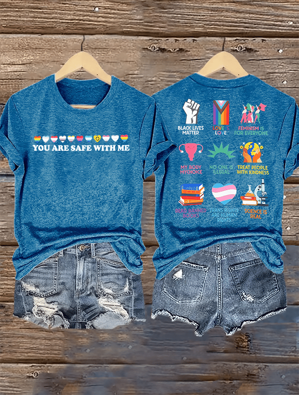Women's  You are safe with me Printed T-Shirt