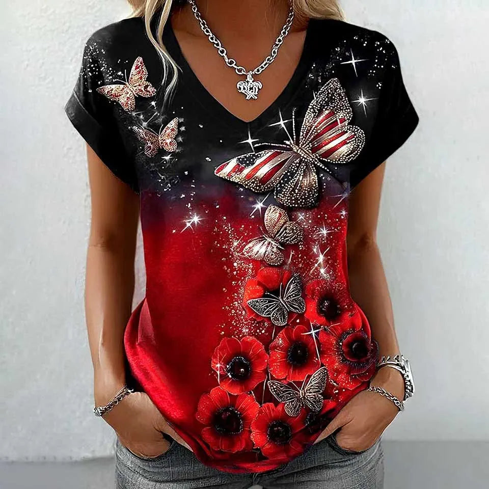 Women's Retro Memorial Day Commemorative Short-Sleeve T-Shirt