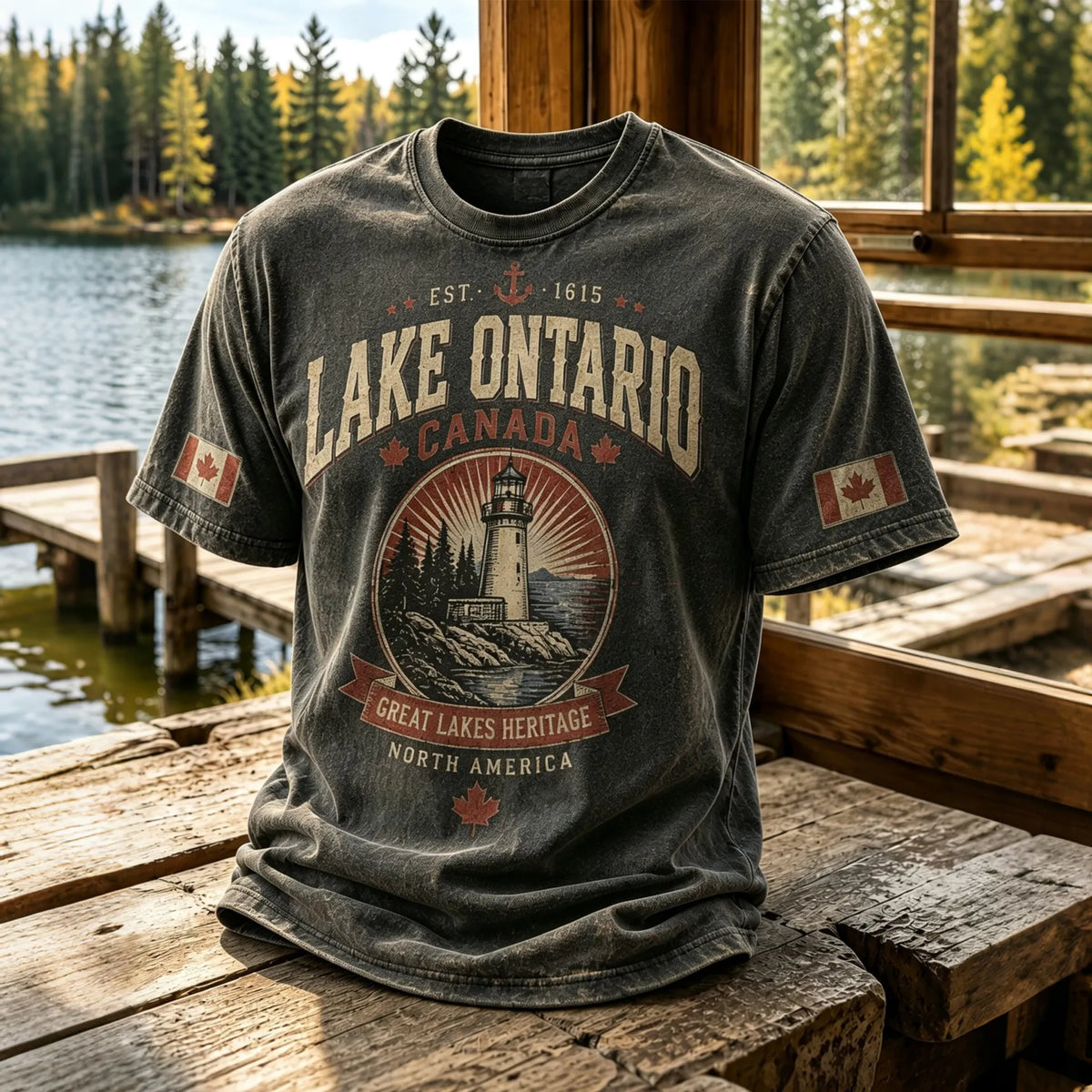 Men's 1615 Ontario Canada Print Casual Short-sleeve T-shirt