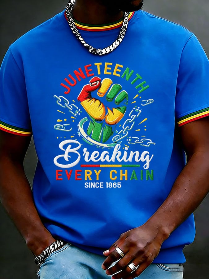 Men's Juneteenth Breaking Every Chain Printed Casual T-shirt