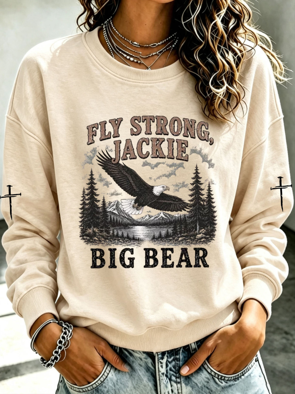 Women'S Fly Strong Jackie Big Bear Printed Sweatshirt