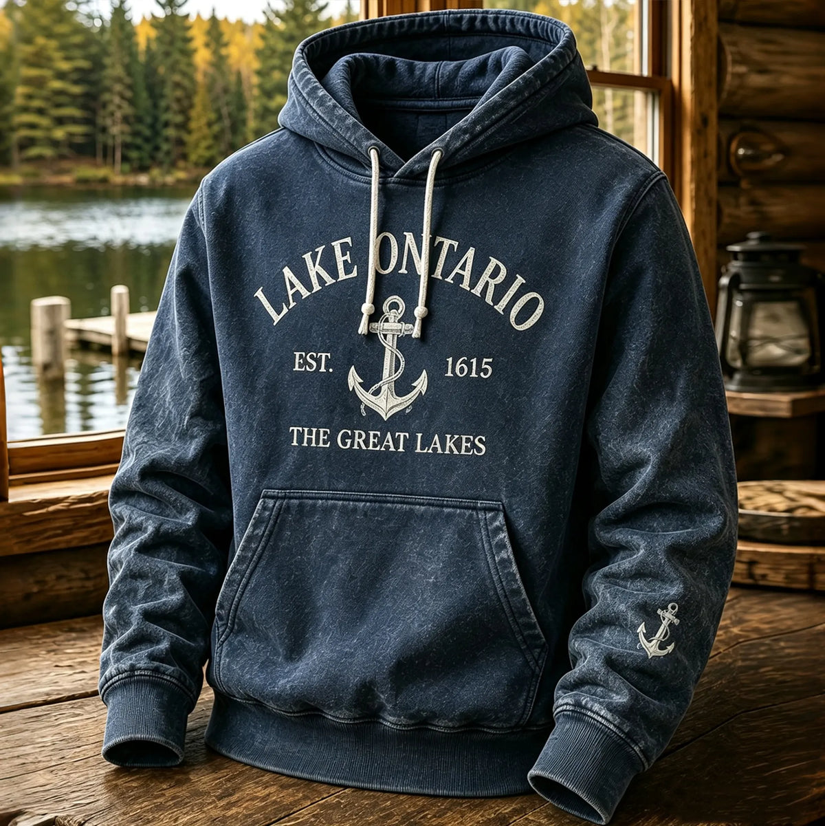 Men's 1615 Lake Ontario Printed Casual Warm Hoodie