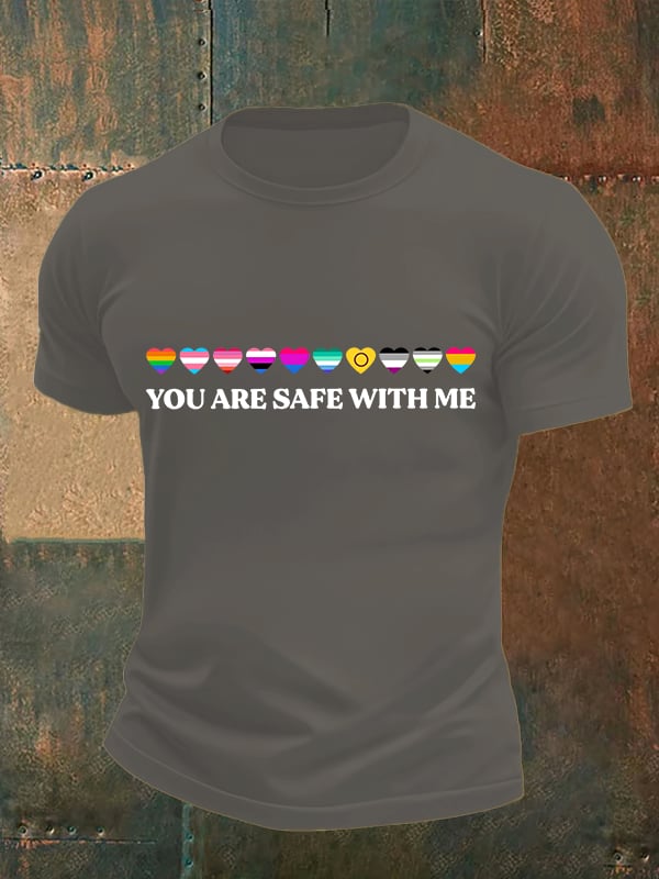Men's YOU ARE SAFE WITH ME Print T-Shirt
