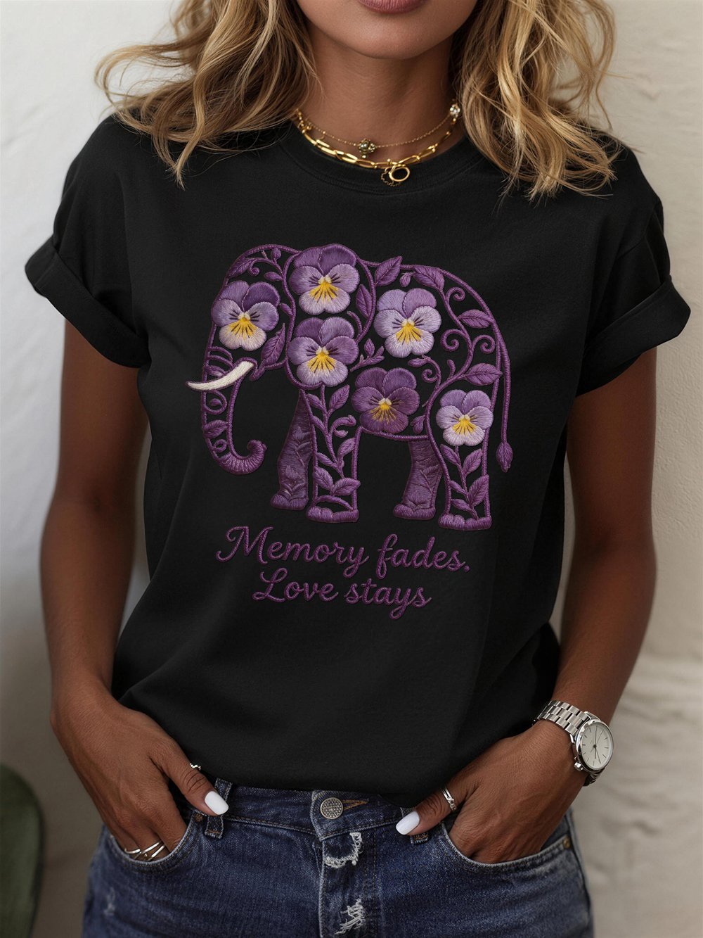 Women's Alzheimer's Awareness Crew Neck Short-Sleeve T-Shirt