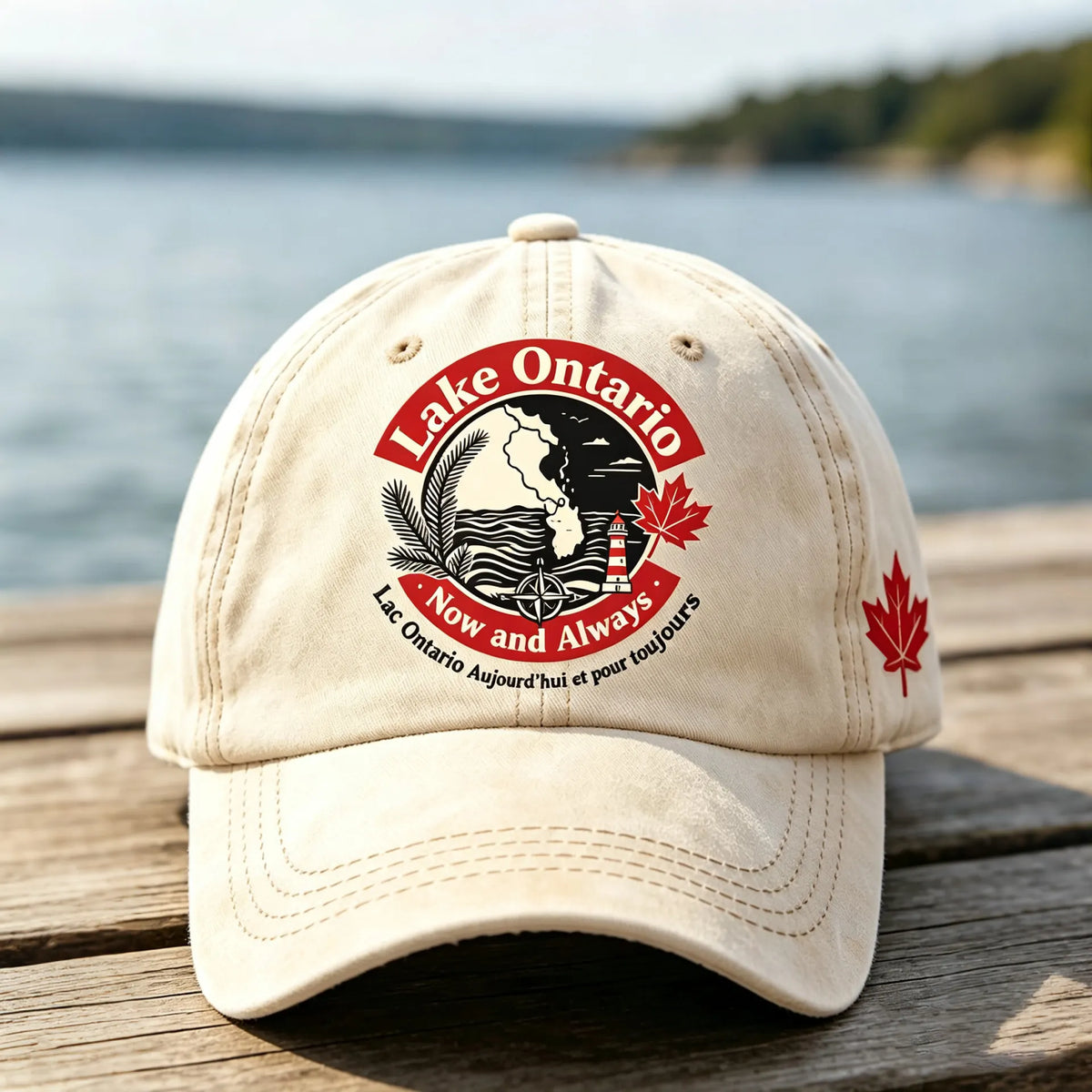Lake Ontario Now And Always Slogan Printed Unisex Hat
