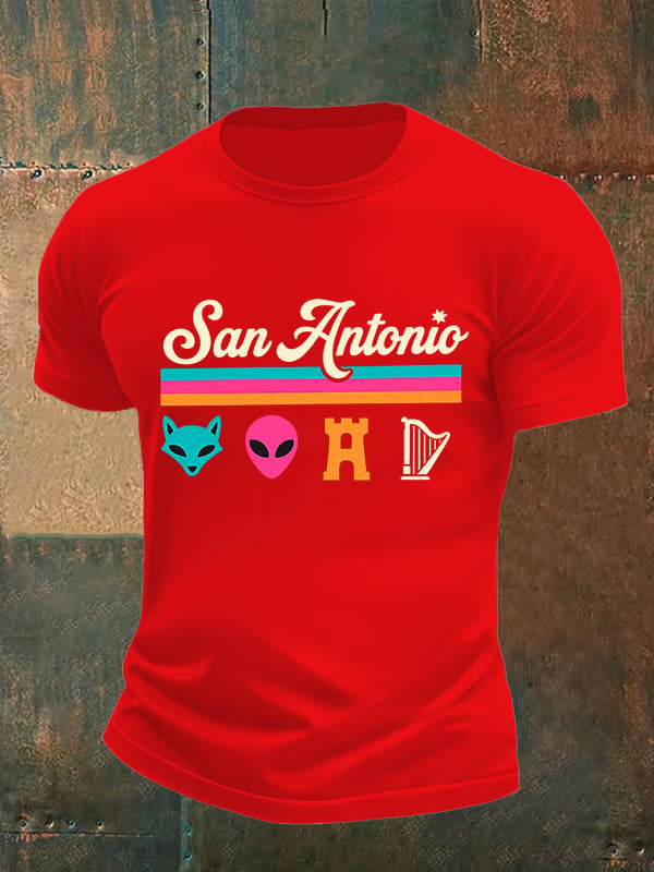 Men's San Print Round Neck T-shirt