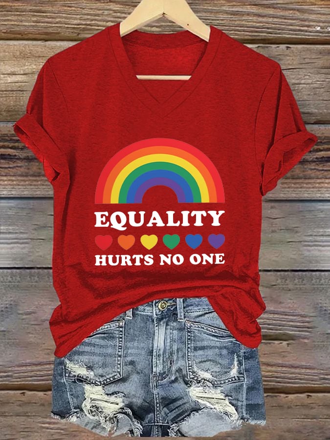 Women's Equality Hurts No One Print V-Neck T-Shirt