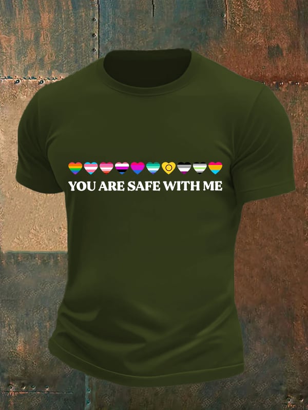 Men's YOU ARE SAFE WITH ME Print T-Shirt