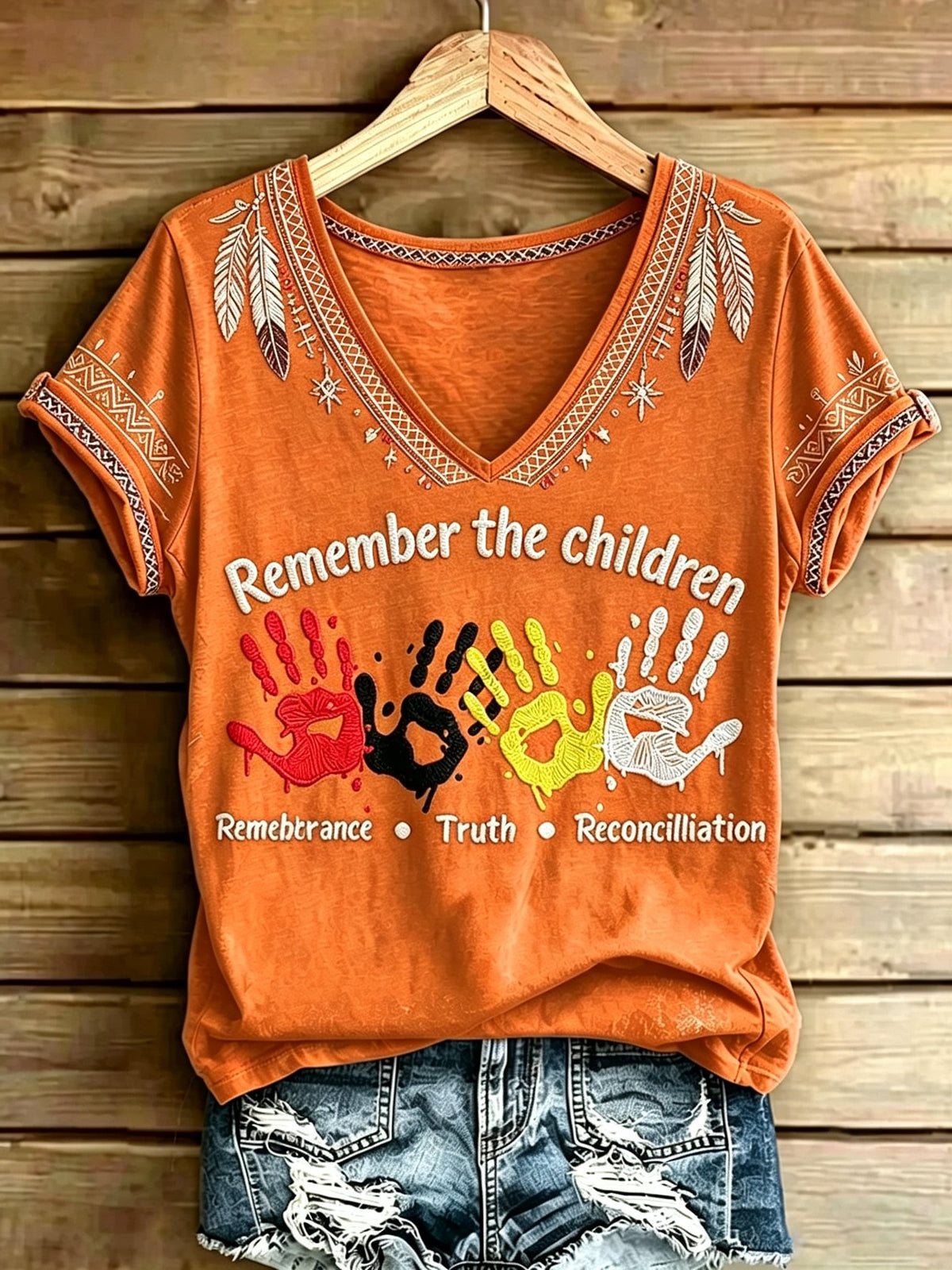 Women's Orange Shirt Day Print Casual T-shirt