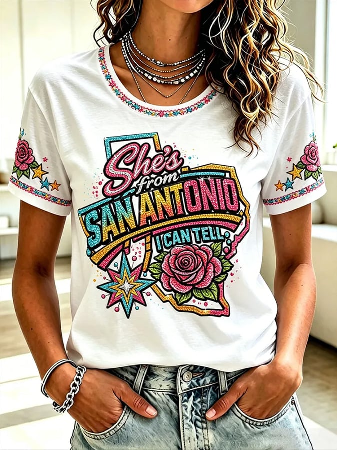 Women's Casual Basketball Crew-Neck T-Shirt
