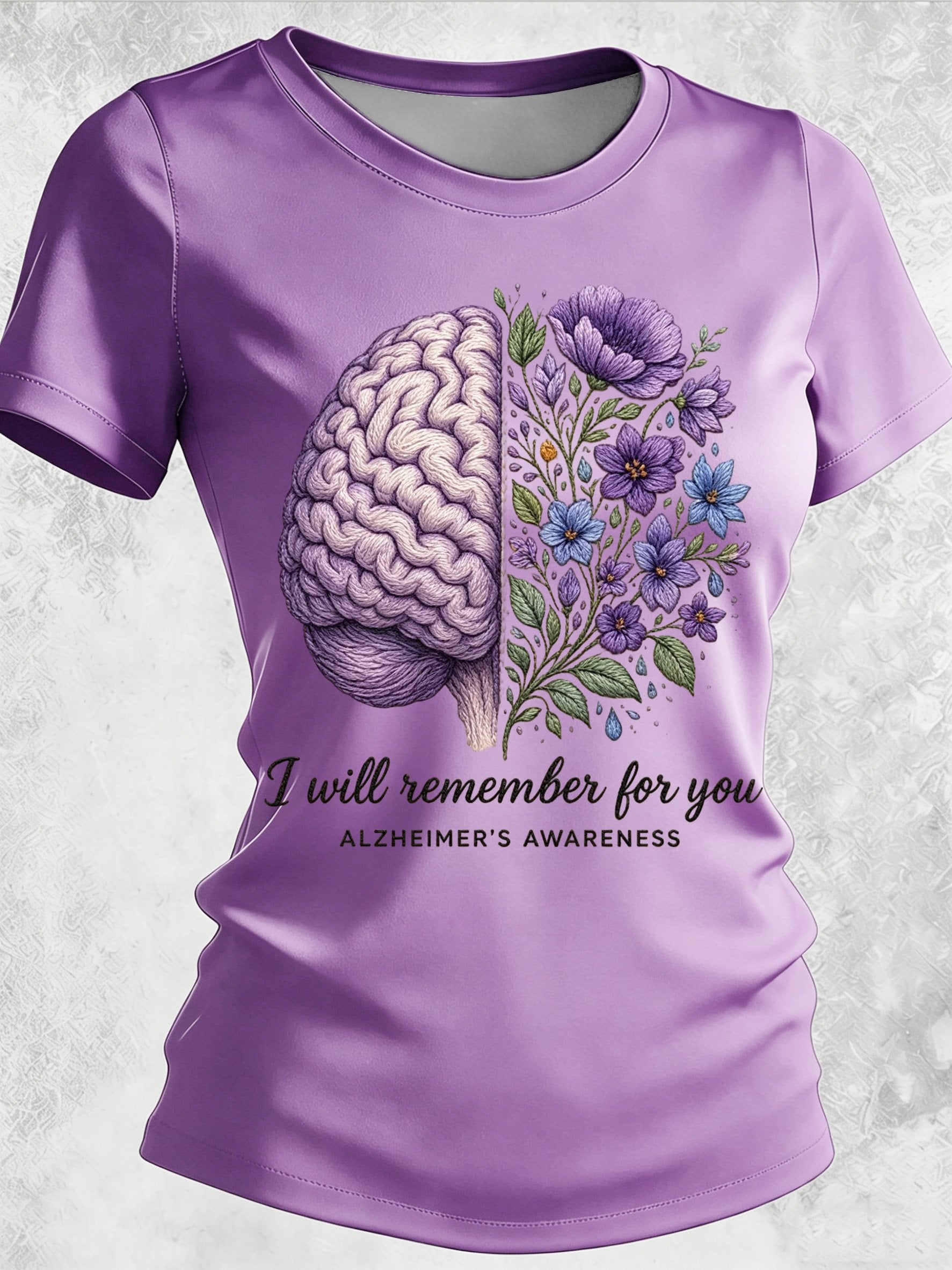 Women's Alzheimer's Awareness Print Casual Crewneck Top