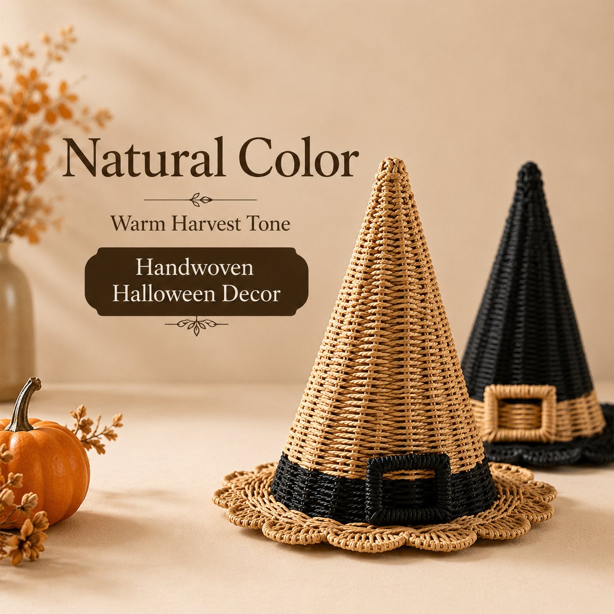 🧙‍♀️ Handwoven Paper-Rope Witch Hat — Add Rustic Magic to Halloween! 🎃